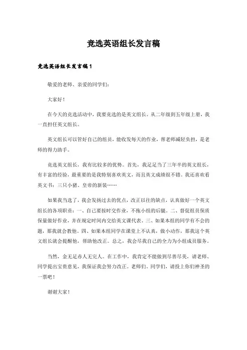 竞选英语组长发言稿_3