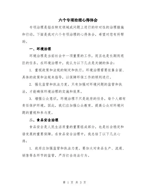 六个专项治理心得体会 