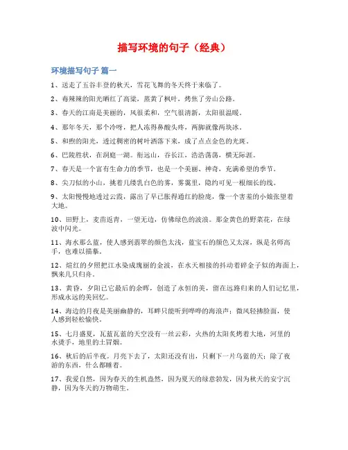 描写环境的句子(经典)