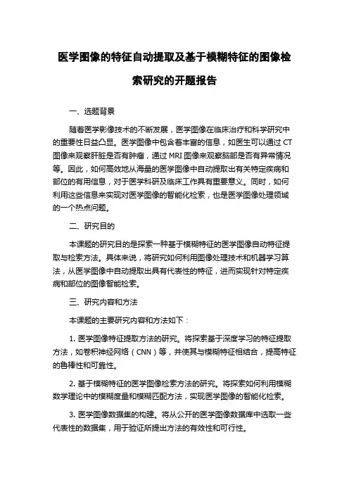 医学图像的特征自动提取及基于模糊特征的图像检索研究的开题报告