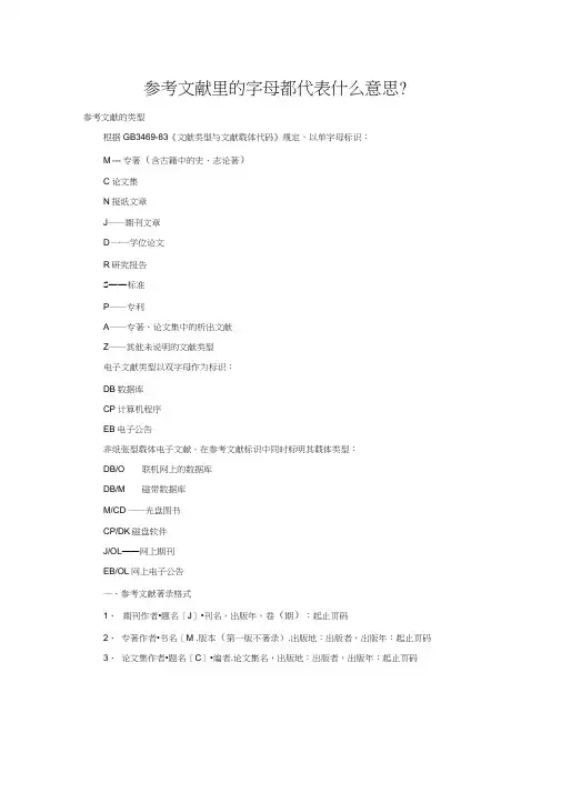 参考文献里的字母都代表什么意思