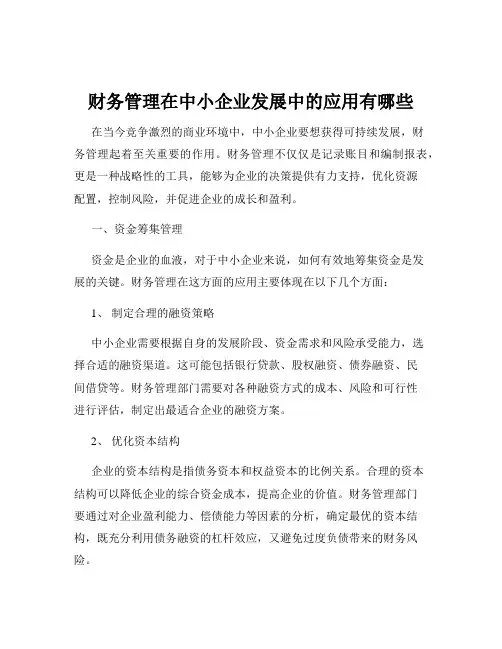 财务管理在中小企业发展中的应用有哪些