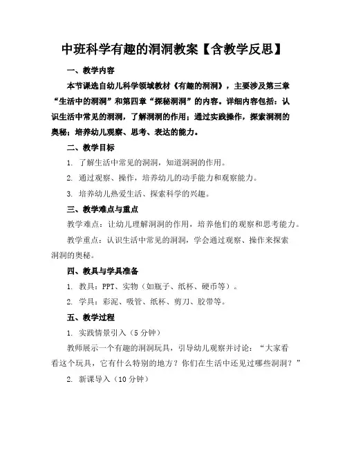 中班科学有趣的洞洞教案【含教学反思】