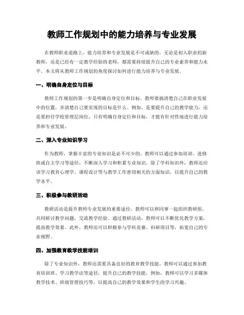 教师工作规划中的能力培养与专业发展