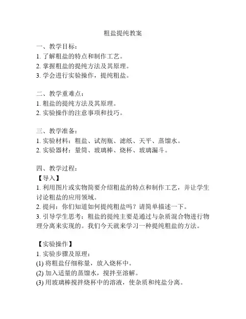 粗盐提纯教案