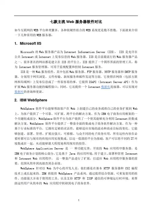 七款主流WEB服务器软件对比