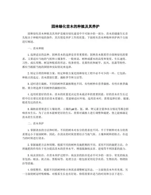园林绿化苗木的种植及其养护