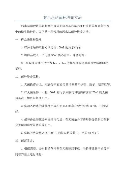 某污水站菌种培养方法