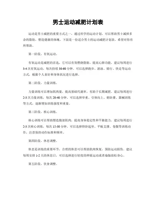 男士运动减肥计划表