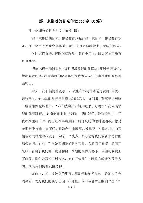 那一束期盼的目光作文800字(6篇)