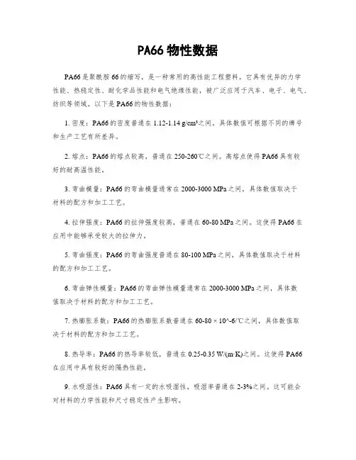 PA66物性数据