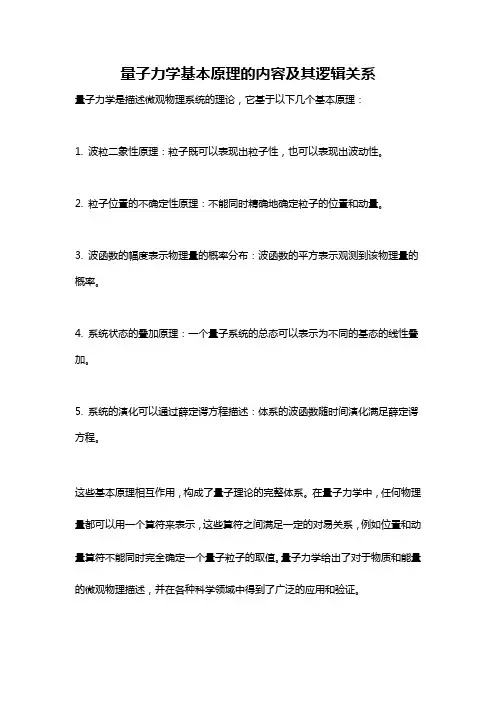 量子力学基本原理的内容及其逻辑关系