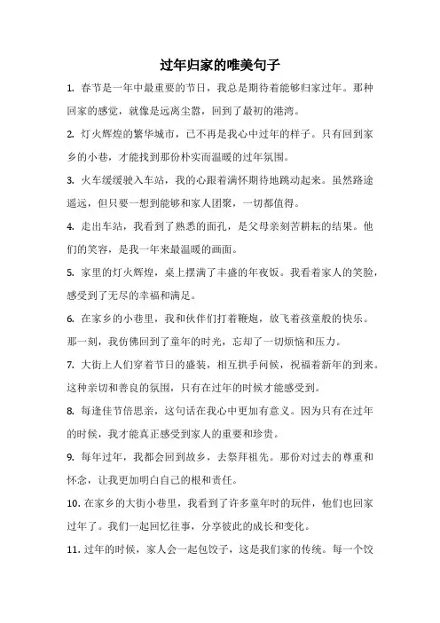 过年归家的唯美句子