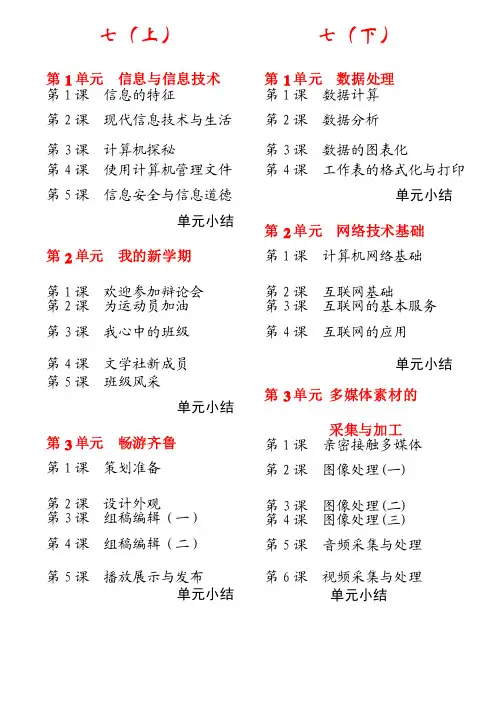 青岛版《信息技术》教材-