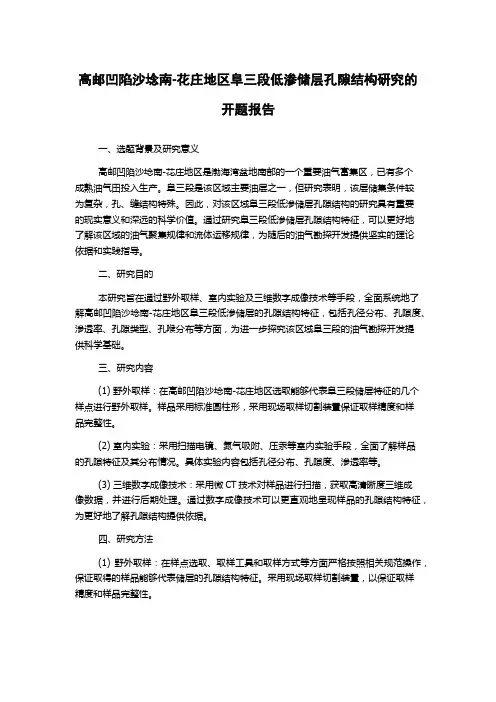 高邮凹陷沙埝南-花庄地区阜三段低渗储层孔隙结构研究的开题报告
