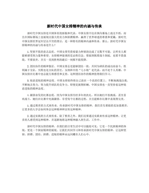 新时代中国女排精神的内涵与传承