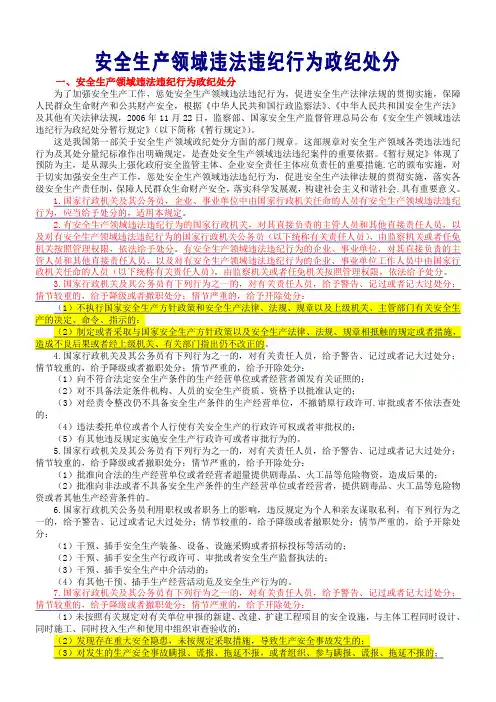 安全生产领域违法违纪行为政纪处分