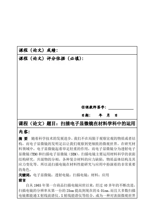 扫描电子显微镜在材料学科中的运用