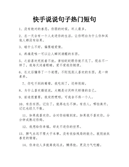 快手说说句子热门短句