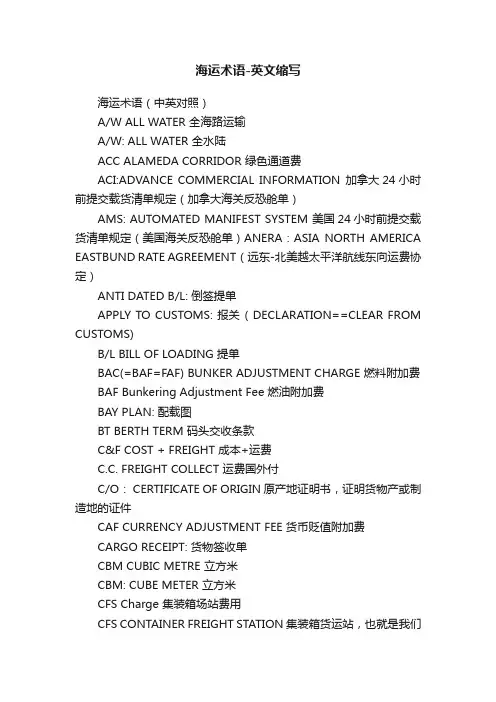 海运术语-英文缩写