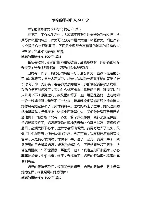 难忘的眼神作文500字