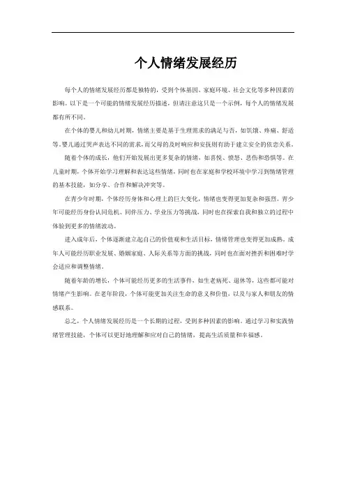 个人情绪发展经历