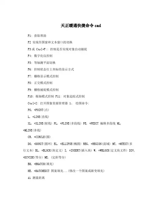 天正暖通快捷命令cad