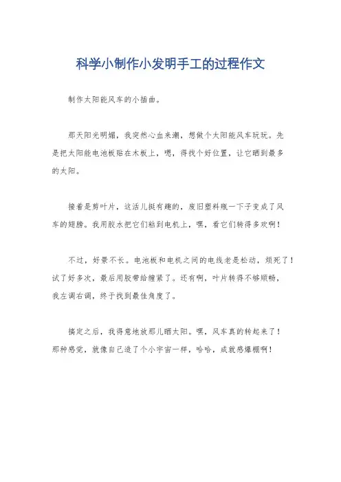 科学小制作小发明手工的过程作文
