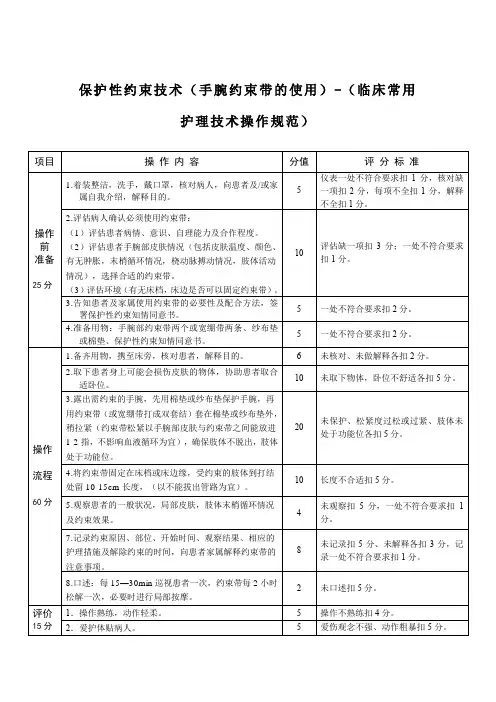 保护性约束技术(手腕约束带的使用)-(临床常用护理技术操作规范)