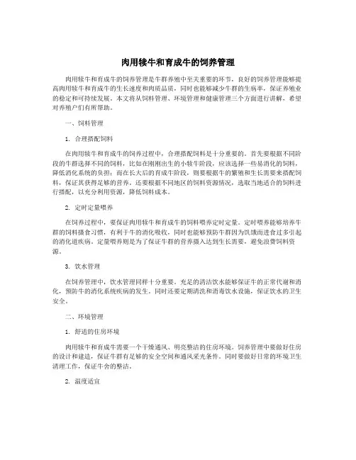 肉用犊牛和育成牛的饲养管理