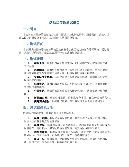 炉温均匀性测试报告