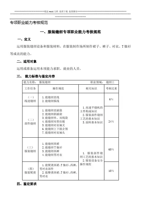 专项职业能力考核规范