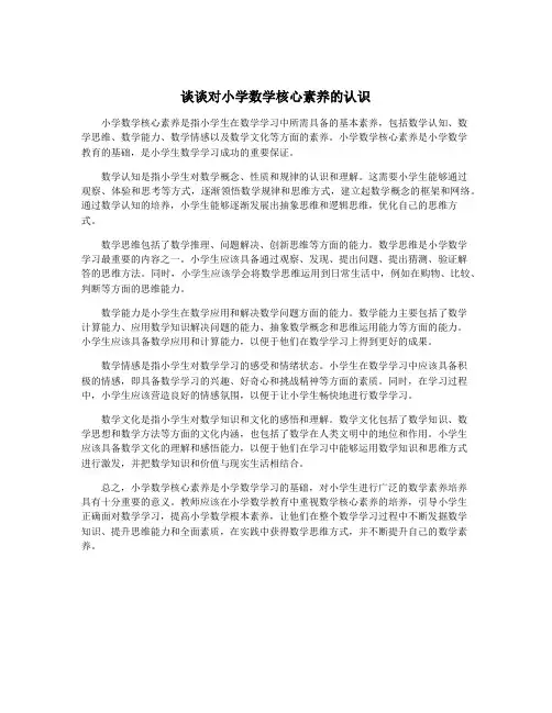 谈谈对小学数学核心素养的认识