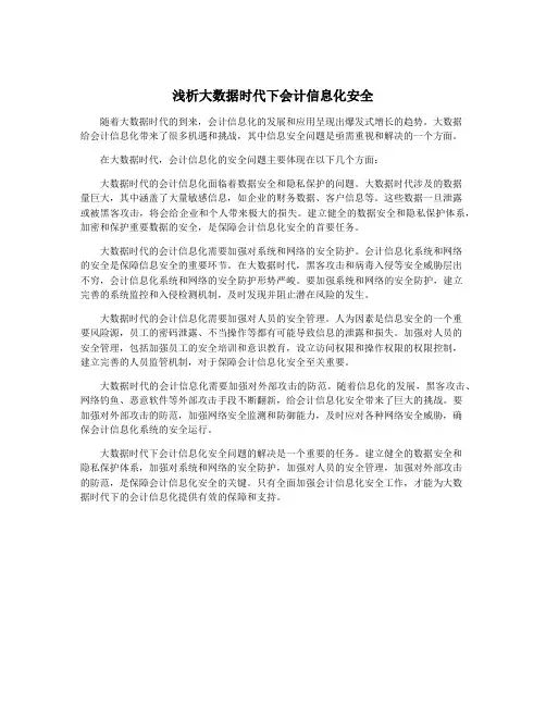 浅析大数据时代下会计信息化安全