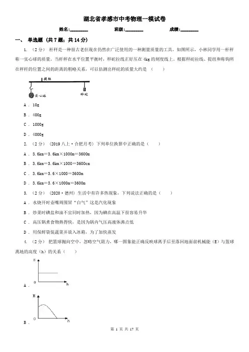 湖北省孝感市中考物理一模试卷