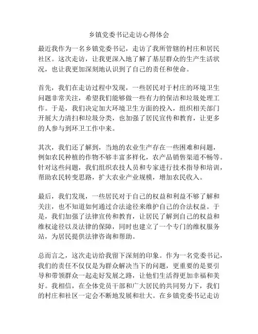 乡镇党委书记走访心得体会