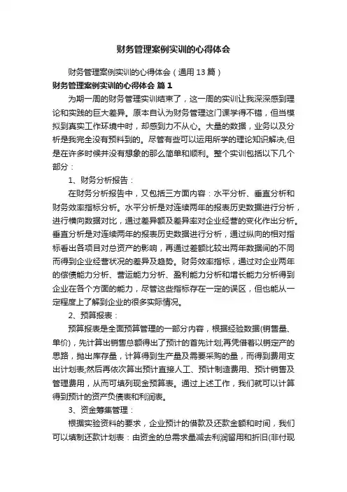 财务管理案例实训的心得体会（通用13篇）