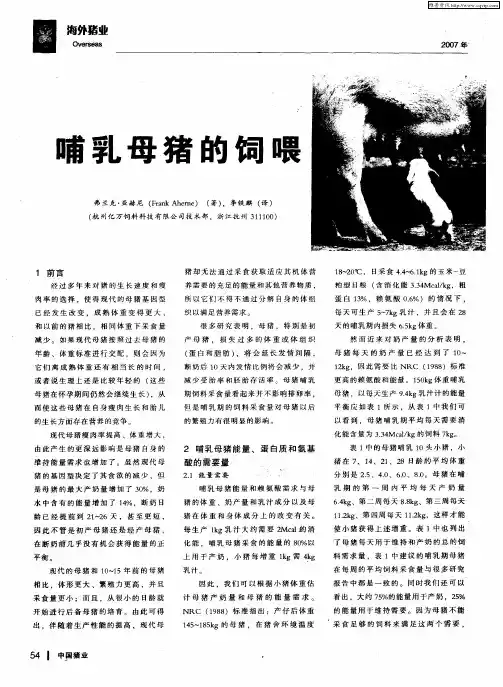 哺乳母猪的饲喂