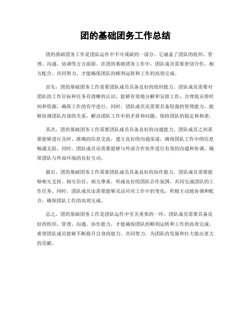 团的基础团务工作总结