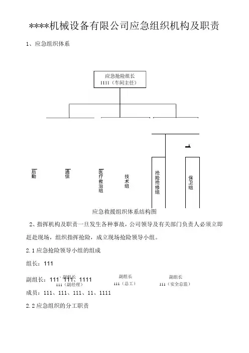公司应急组织机构组织机构及职责