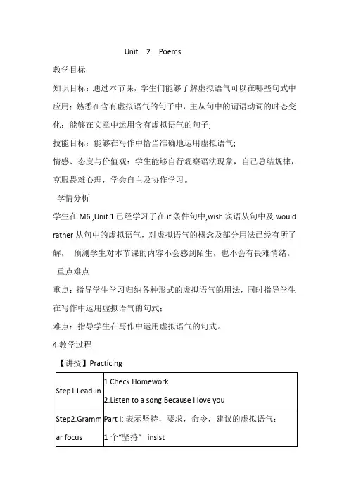 人教版高中英语选修六：Unit+2+Poems+教案9.doc