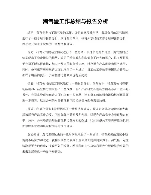 淘气堡工作总结与报告分析