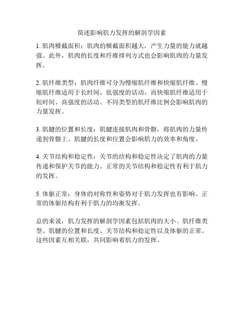 简述影响肌力发挥的解剖学因素