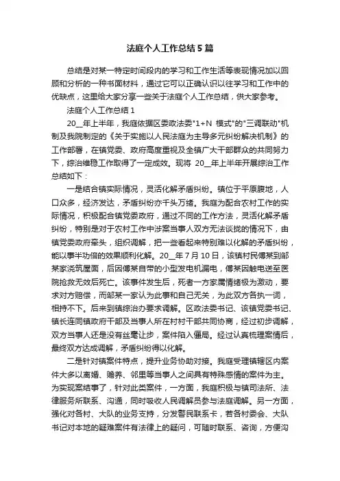 法庭个人工作总结5篇