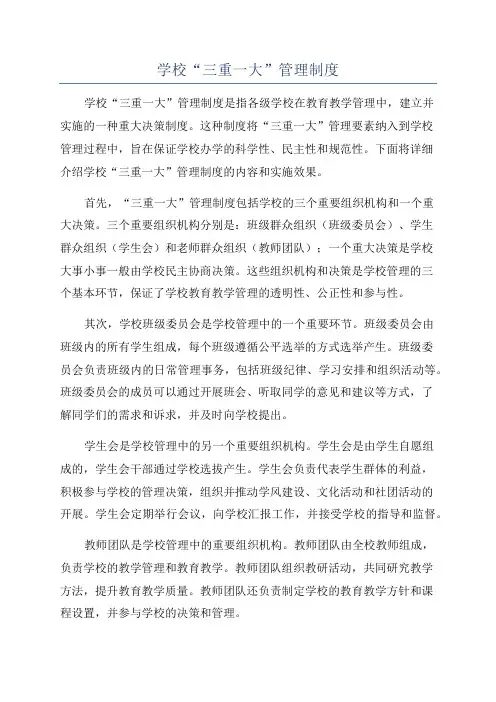 学校“三重一大”管理制度