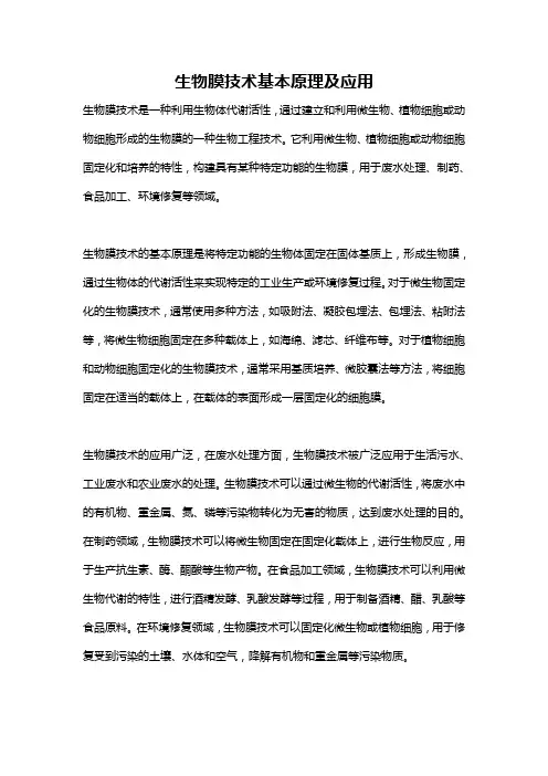 生物膜技术基本原理及应用