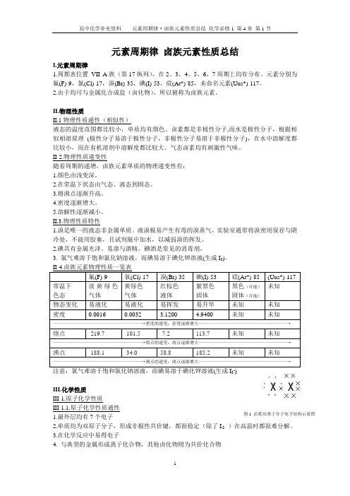 卤族元素性质总结(DOC)