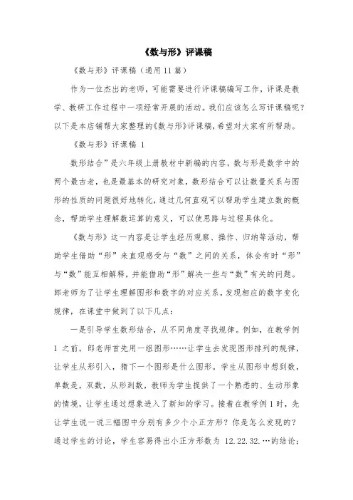 《数与形》评课稿