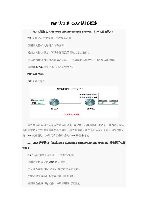 PAP认证和CHAP认证概述