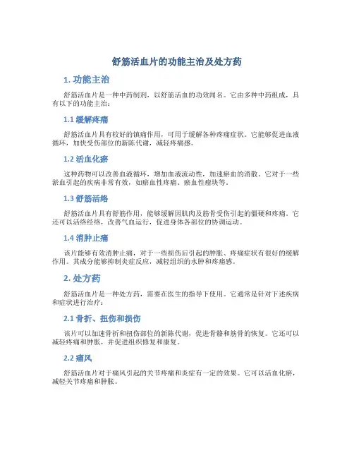 舒筋活血片的功能主治及处方药